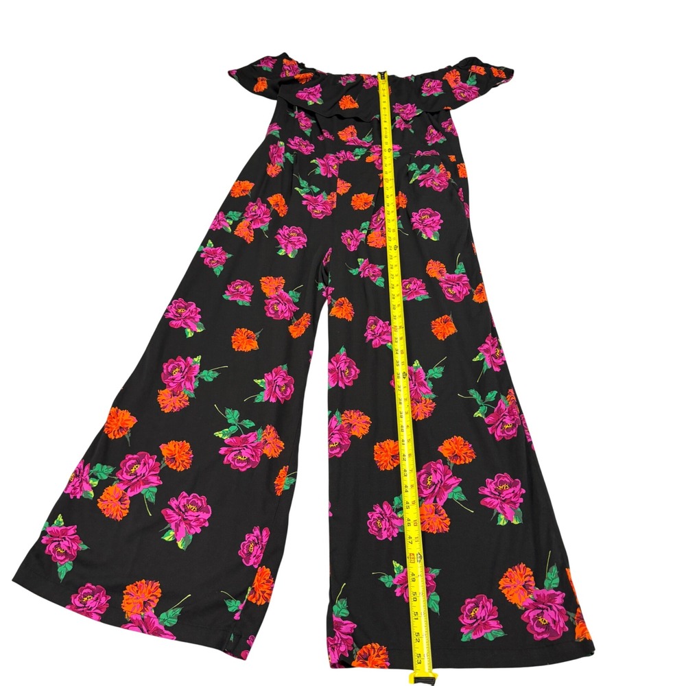 Torrid Black Floral Off Shoulder Smocked Wide Leg Jumpsuit Womens Plus Size 2 2X - Picture 8 of 16